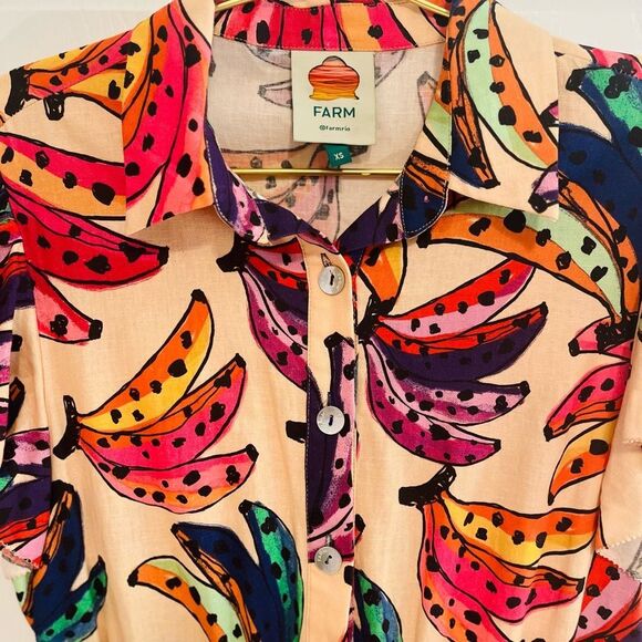 FARM Rio Pink Cream Ruffled Mandarin Collar Jumpsuit - Picture 9 of 12